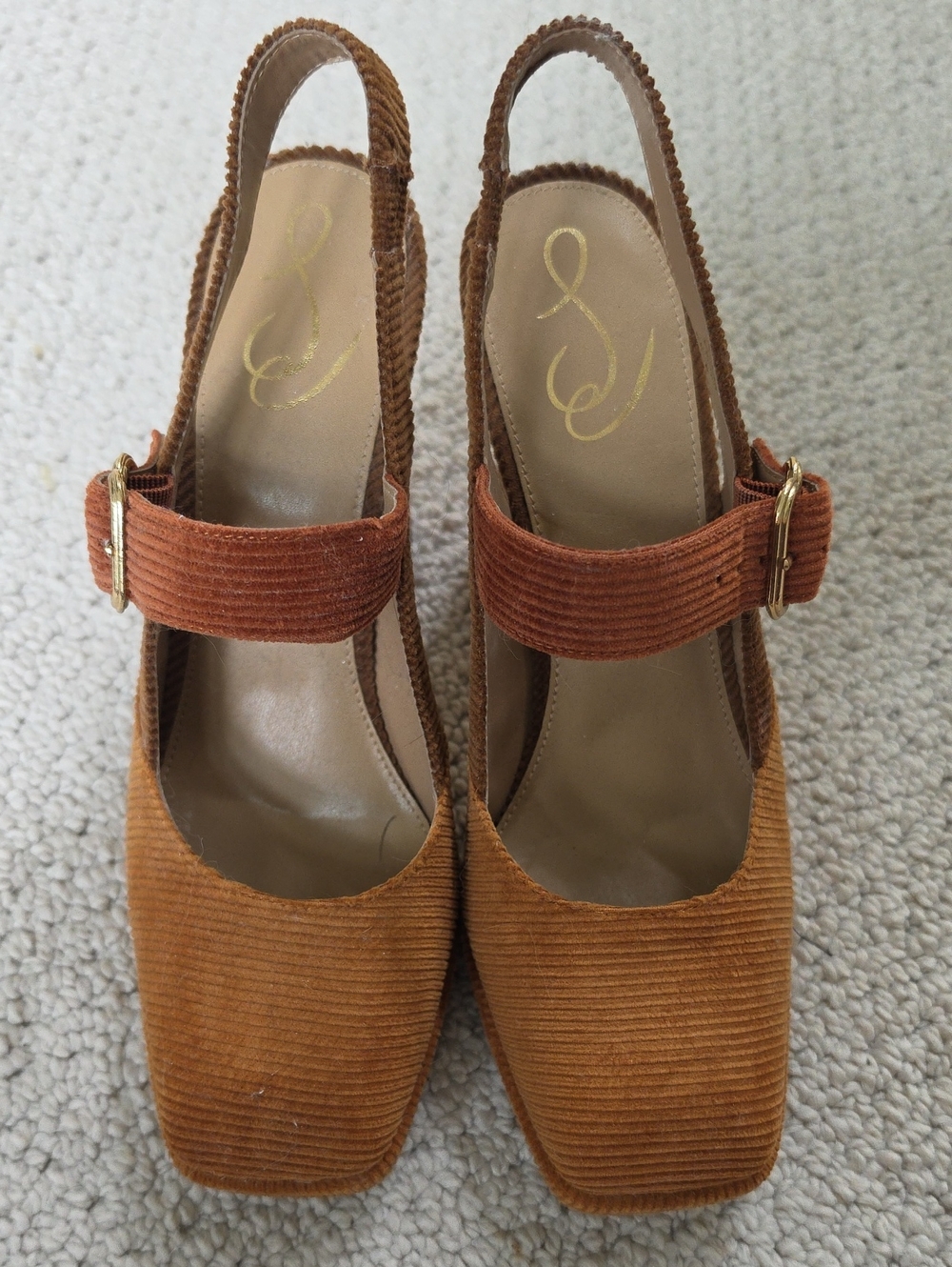 Sam Edelman Corduroy Slingback Heels in Rust